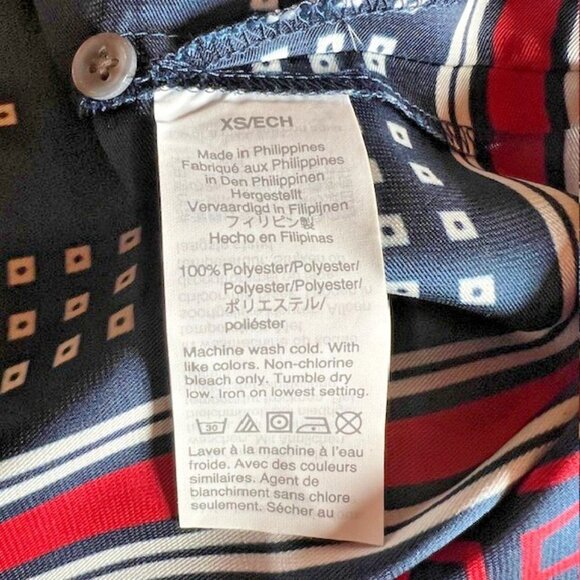 J.Crew Drapey button-up tunic in Ratti® geometric twill Blouse Navy XS NWT - Picture 7 of 8